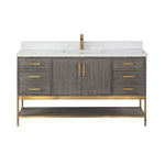 Load image into Gallery viewer, Wildy 60&quot; Single Bathroom Vanity Set with Grain White Composite Stone Countertop
