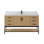 Load image into Gallery viewer, Wildy 60&quot; Single Bathroom Vanity Set with Grain White Composite Stone Countertop
