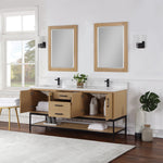 Load image into Gallery viewer, Wildy 72&quot; Double Bathroom Vanity Set with Grain White Composite Stone Countertop
