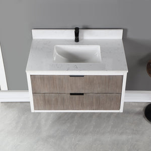Dione Single Bathroom Vanity Set with Aosta White Stone Countertop