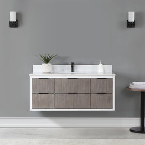 Dione Single Bathroom Vanity Set with Aosta White Stone Countertop