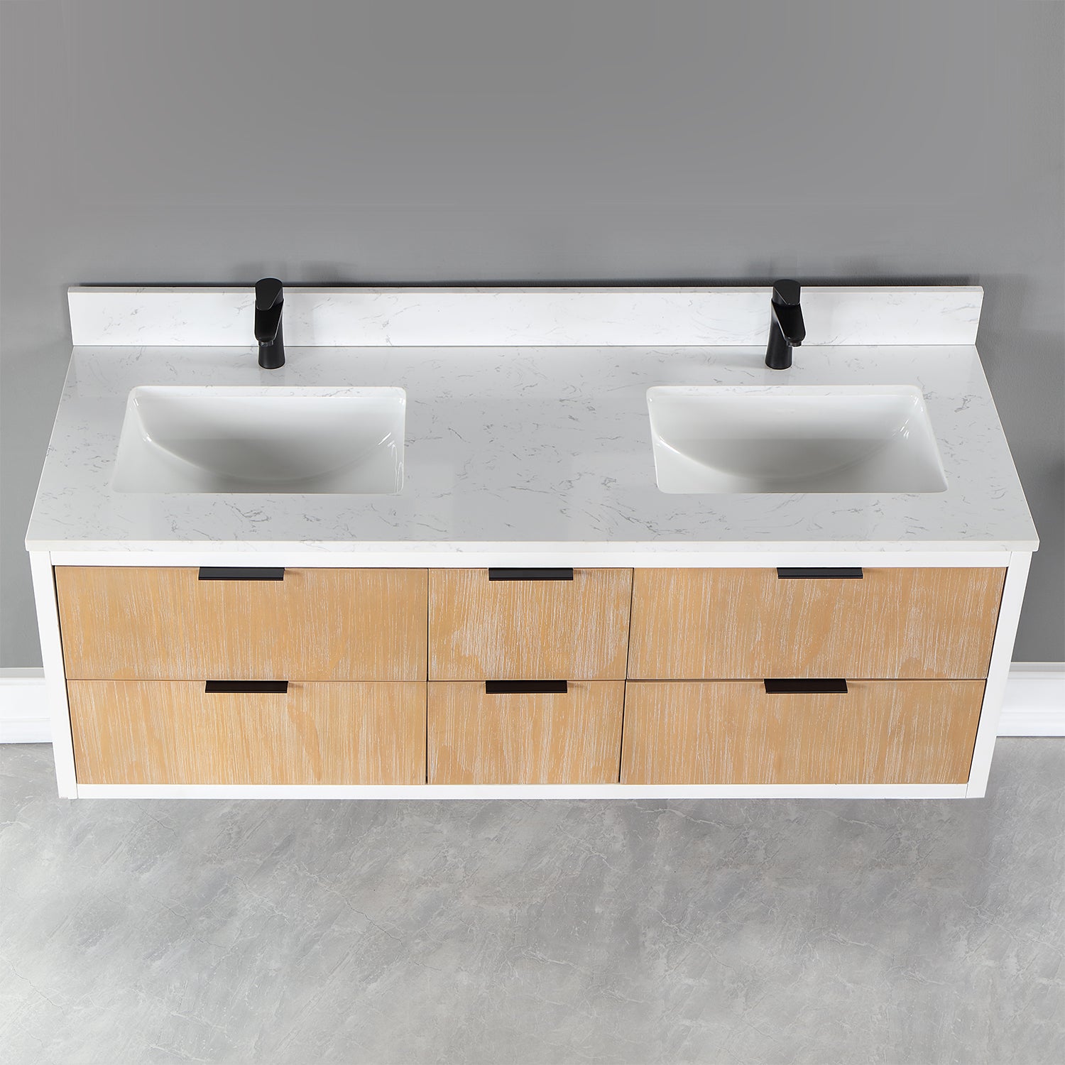 Dione 60" Double Bathroom Vanity Set with Aosta White Stone Countertop
