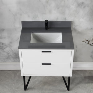 Helios 30" Single Bathroom Vanity Set with Concrete Gray Stone Countertop