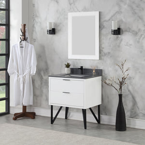 Helios 30" Single Bathroom Vanity Set with Concrete Gray Stone Countertop