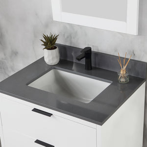 Helios 30" Single Bathroom Vanity Set with Concrete Gray Stone Countertop