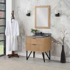 Helios 30" Single Bathroom Vanity Set with Concrete Gray Stone Countertop