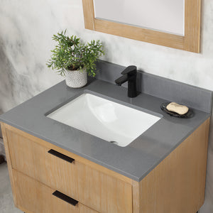 Helios 30" Single Bathroom Vanity Set with Concrete Gray Stone Countertop