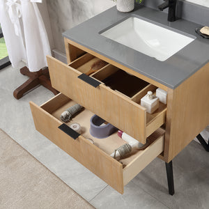 Helios 30" Single Bathroom Vanity Set with Concrete Gray Stone Countertop