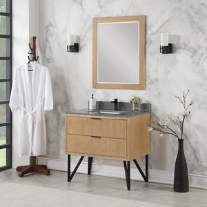 Helios 36" Single Bathroom Vanity Set with Concrete Gray Stone Countertop