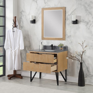 Helios 36" Single Bathroom Vanity Set with Concrete Gray Stone Countertop
