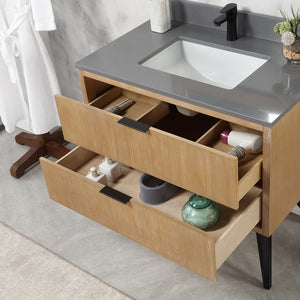 Helios 36" Single Bathroom Vanity Set with Concrete Gray Stone Countertop