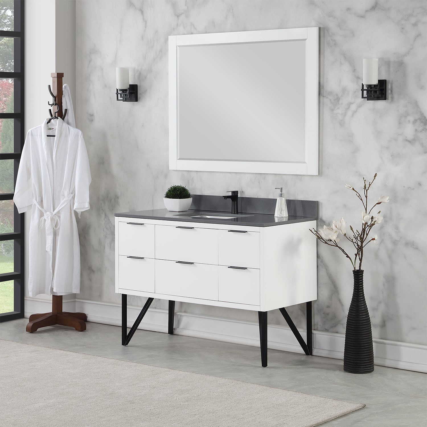 4-Piece Bathroom Accessory Set Concrete for Vanity Countertops in Grey  Stone Color