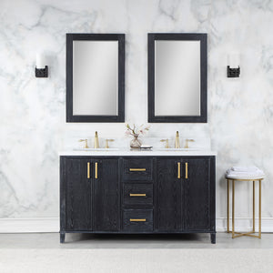 Weiser 60" Double Bathroom Vanity Set with Composite Aosta White Stone Countertop