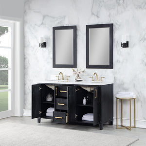Weiser 60" Double Bathroom Vanity Set with Composite Aosta White Stone Countertop