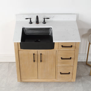 Novago 36" Single Bathroom Vanity Set with Composite Aosta White Stone Countertop and Farmhouse Sink