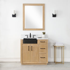 Novago 36" Single Bathroom Vanity Set with Composite Aosta White Stone Countertop and Farmhouse Sink