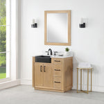Load image into Gallery viewer, Novago 36&quot; Single Bathroom Vanity Set with Composite Aosta White Stone Countertop and Farmhouse Sink
