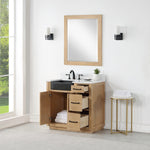 Load image into Gallery viewer, Novago 36&quot; Single Bathroom Vanity Set with Composite Aosta White Stone Countertop and Farmhouse Sink
