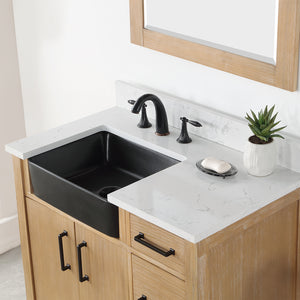 Novago 36" Single Bathroom Vanity Set with Composite Aosta White Stone Countertop and Farmhouse Sink