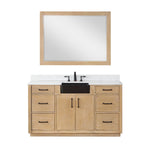 Load image into Gallery viewer, Novago 60&quot; Single Bathroom Vanity Set with Composite Carrara White Stone Countertop and Farmhouse Sink
