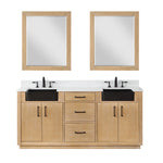 Load image into Gallery viewer, Novago 72&quot; Double Bathroom Vanity Set with Composite Aosta White Stone Countertop and Farmhouse Sink
