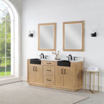 Load image into Gallery viewer, Novago 72&quot; Double Bathroom Vanity Set with Composite Aosta White Stone Countertop and Farmhouse Sink
