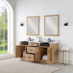 Load image into Gallery viewer, Novago 72&quot; Double Bathroom Vanity Set with Composite Aosta White Stone Countertop and Farmhouse Sink

