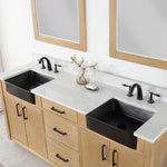 Load image into Gallery viewer, Novago 72&quot; Double Bathroom Vanity Set with Composite Aosta White Stone Countertop and Farmhouse Sink
