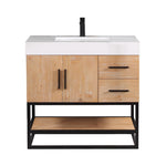 Load image into Gallery viewer, Bianco Single Bathroom Vanity with White Composite Stone Countertop
