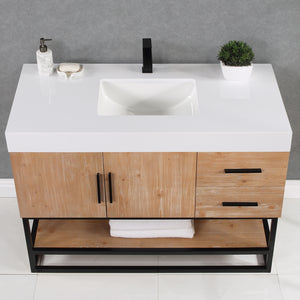Bianco Single Bathroom Vanity with White Composite Stone Countertop