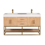 Load image into Gallery viewer, Bianco Double Bathroom Vanity with White Composite Stone Countertop
