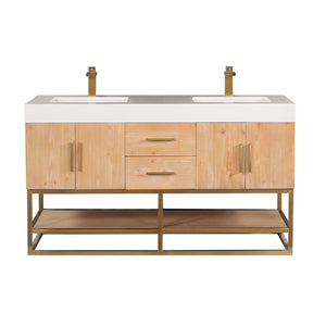 Bianco Double Bathroom Vanity with White Composite Stone Countertop