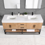 Load image into Gallery viewer, Bianco Double Bathroom Vanity with White Composite Stone Countertop
