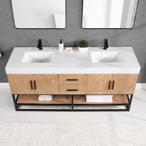 Bianco Double Bathroom Vanity with White Composite Stone Countertop