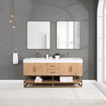 Load image into Gallery viewer, Bianco Double Bathroom Vanity with White Composite Stone Countertop
