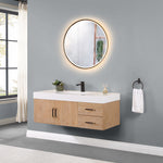 Load image into Gallery viewer, Corchia Wall-mounted Single Bathroom Vanity with White Composite Stone Countertop
