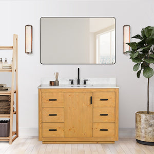 Perla 48" Single Bathroom Vanity with Grain White Composite Stone Countertop