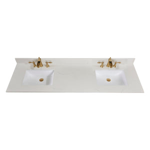 Belluno Double Sink Bathroom Vanity Countertop in Milano White