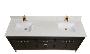 Belluno Double Sink Bathroom Vanity Countertop in Milano White