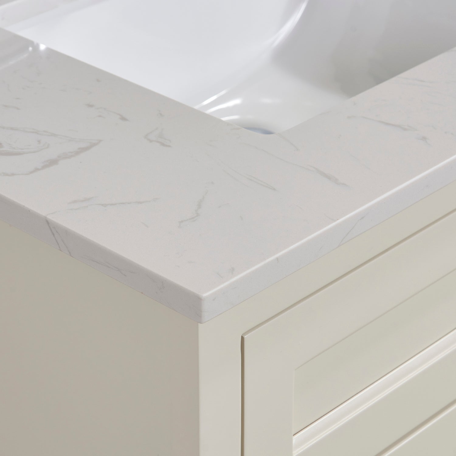 Frosinone Single Sink Bathroom Vanity Countertop in Jazz White