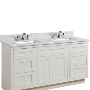 Frosinone Double Sink Bathroom Vanity Countertop in Jazz White
