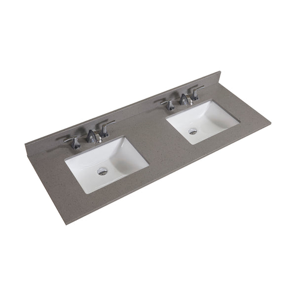 Imperia 61" Double Sink Bathroom Vanity Countertop in Mountain Gray