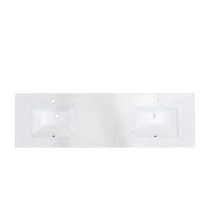 Salerno Double Sink Bathroom Vanity Countertop in Aosta White