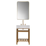 Load image into Gallery viewer, Merano 24&quot; Single Stainless Steel Vanity Console with Aosta White Stone Countertop
