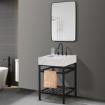 Load image into Gallery viewer, Merano 24&quot; Single Stainless Steel Vanity Console with Aosta White Stone Countertop
