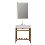 Load image into Gallery viewer, Merano 30&quot; Single Stainless Steel Vanity Console with Aosta White Stone Countertop
