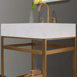Load image into Gallery viewer, Merano 30&quot; Single Stainless Steel Vanity Console with Aosta White Stone Countertop
