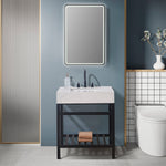 Load image into Gallery viewer, Merano 30&quot; Single Stainless Steel Vanity Console with Aosta White Stone Countertop
