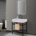 Load image into Gallery viewer, Merano 30&quot; Single Stainless Steel Vanity Console with Aosta White Stone Countertop
