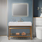 Load image into Gallery viewer, Merano 48&quot; Single Stainless Steel Vanity Console with Aosta White Stone Countertop
